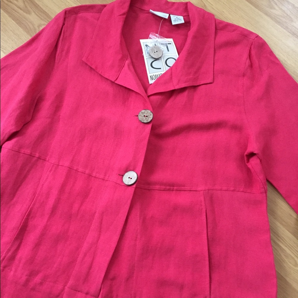 Dark Coral Linen Blend Spring Jacket NEW